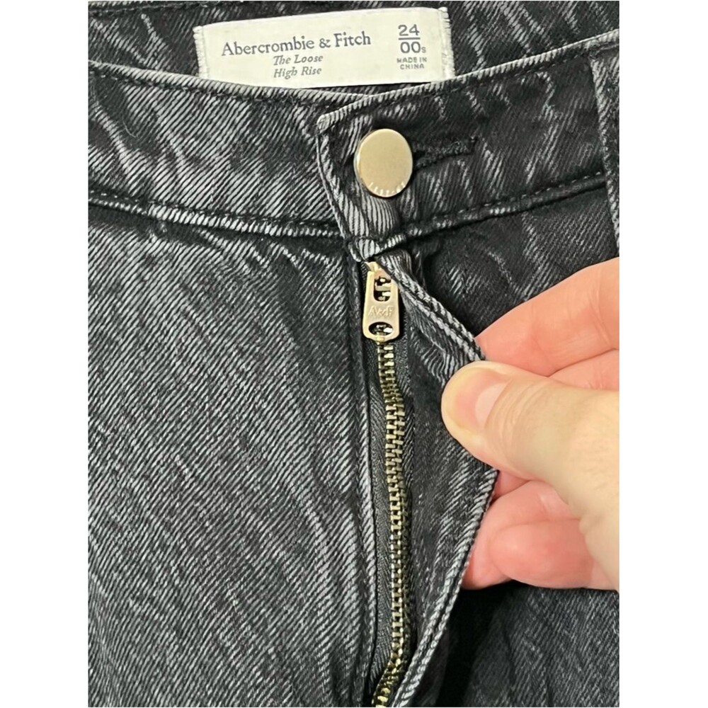 Abercrombie & Fitch The Loose High Rise Women's 24 Black Relaxed Wide Denin Jean - Picture 8 of 10